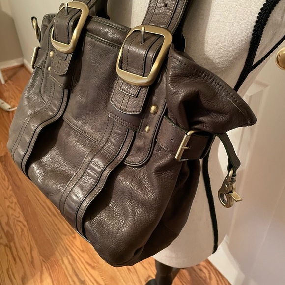 Sabina New York Dark Olive Green Genuine Leather Shoulder Handbag Purse EUC - Picture 2 of 15